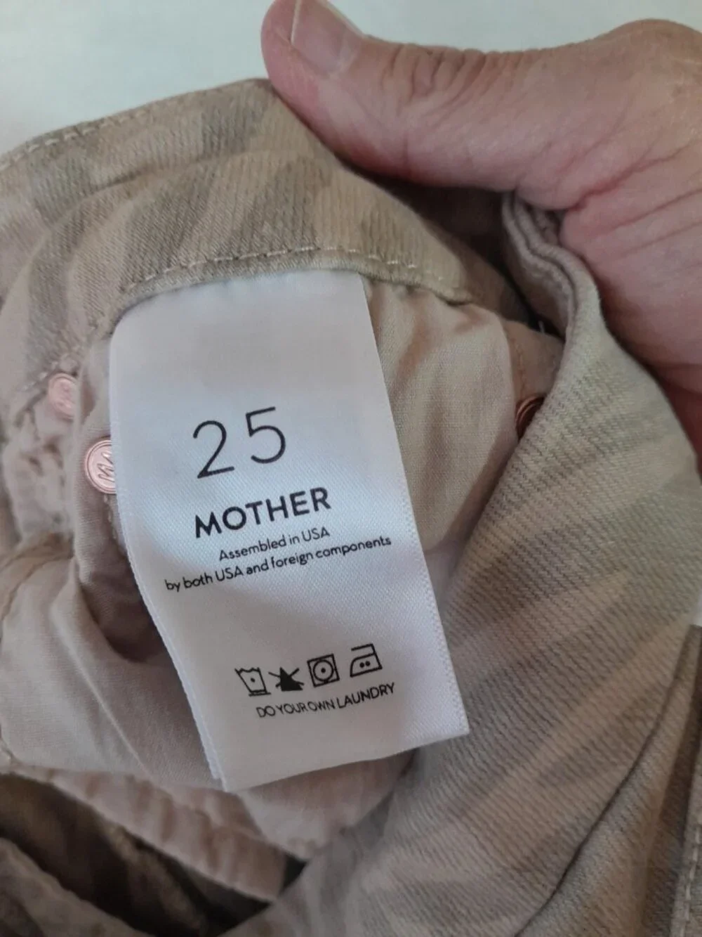 Mother Jeans Tan Sweet Stripes Stretch Denim The Looker Ankle Fray Size 25